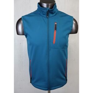33,000ft Vest Mens Size S Blue Orange Softshell Full Zip Outdoor Pockets Hiking